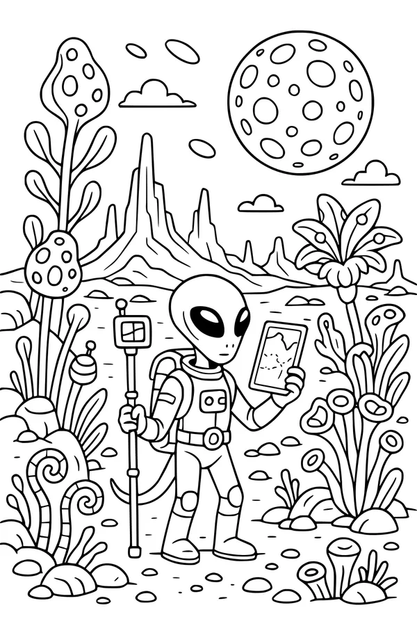 Alien Explorer in Moon Garden