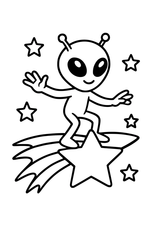 Alien Surfs the Shooting Star
