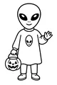 Friendly Alien With Pumpkin Pail