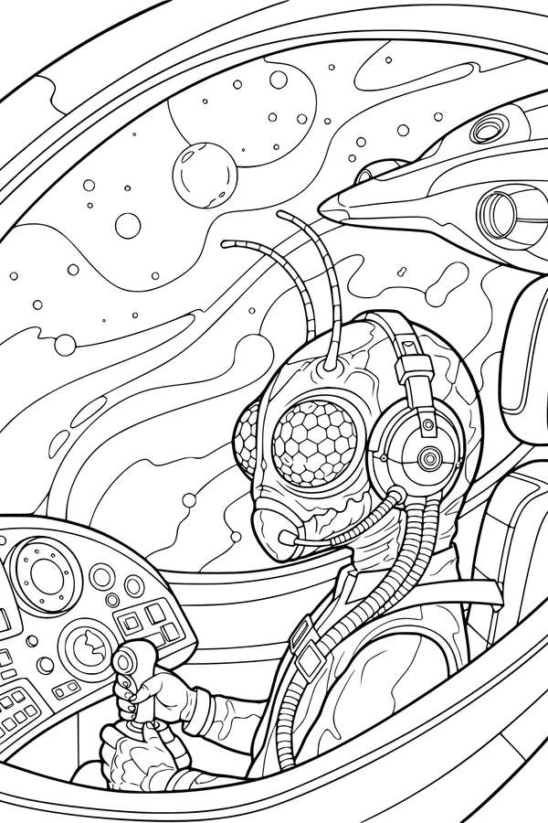 Space Bug Pilot at the Helm