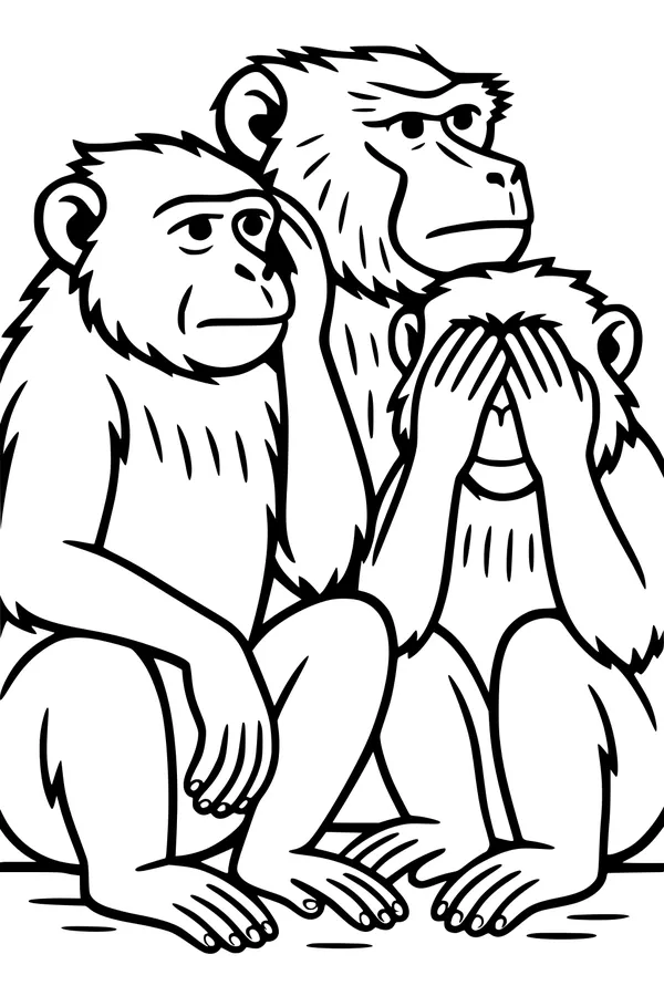 The Three Wise Baboons Sit Together