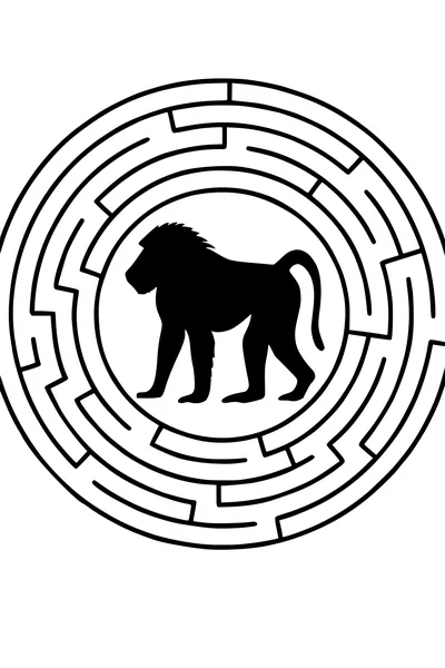 Baboon in the Secret Circle Maze