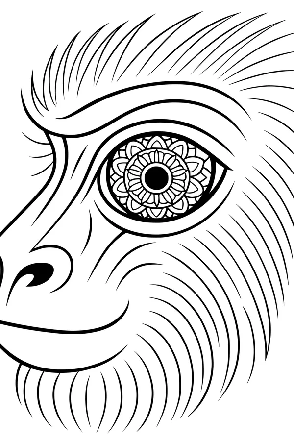 Baboon With a Fancy Flower Eye