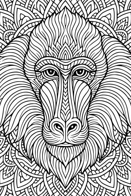 Mandala Baboon in the Jungle Bloom