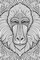 Mandala Baboon in the Jungle Bloom