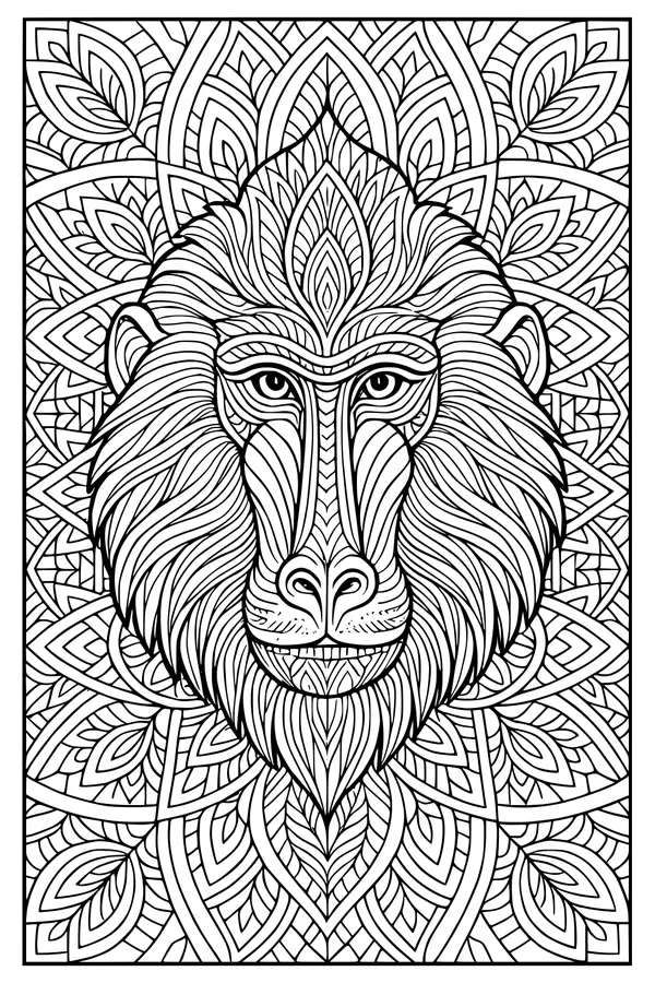 King Baboon with Swirly Leaves