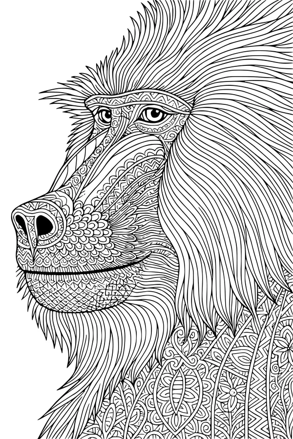 Grand Baboon With Swirly Patterns