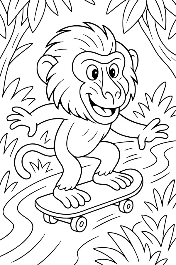 Baboon Zips Down the Jungle Path