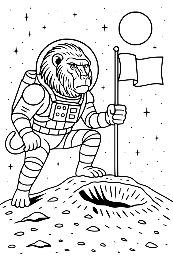 Baboon Blasts Off to the Moon