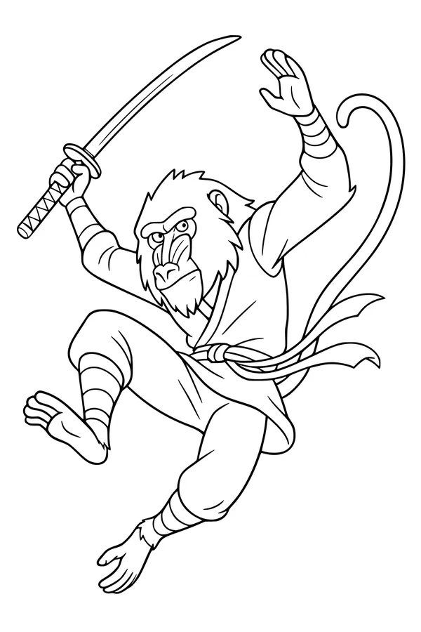 Samurai Baboon Jumps Into Action