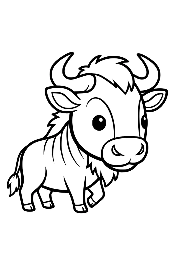Baby Wildebeest with Wiggly Horns