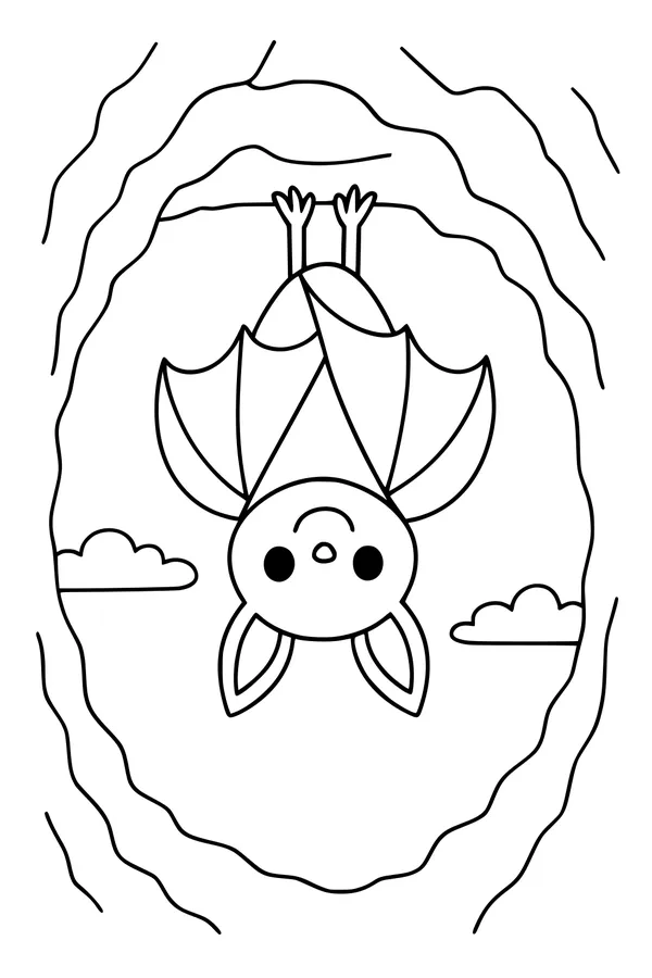 Sleepy Bat Hanging in the Cave