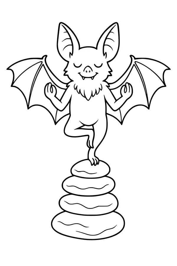 Bat Balances on Stacked River Stones