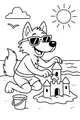 Beach Day Wolf Builds a Castle