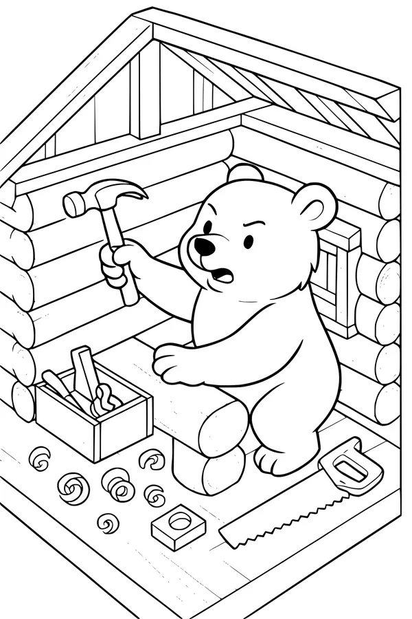 Busy Bear Builds His Cozy Cabin