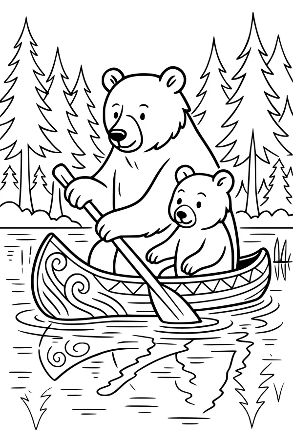 Bear Family Canoe at Pine Lake