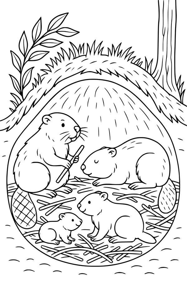 Busy Beavers in Their Cozy Lodge
