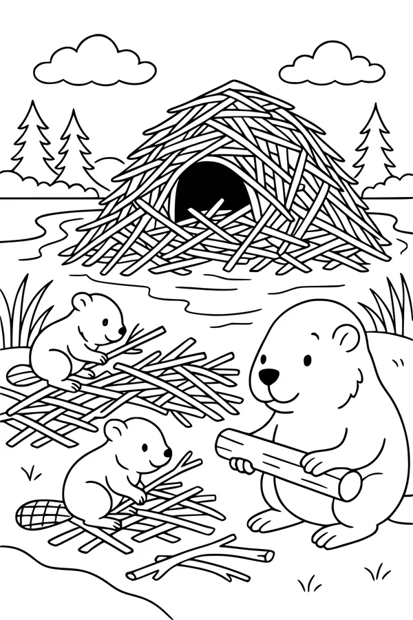 Busy Beavers Build by the Riverbank