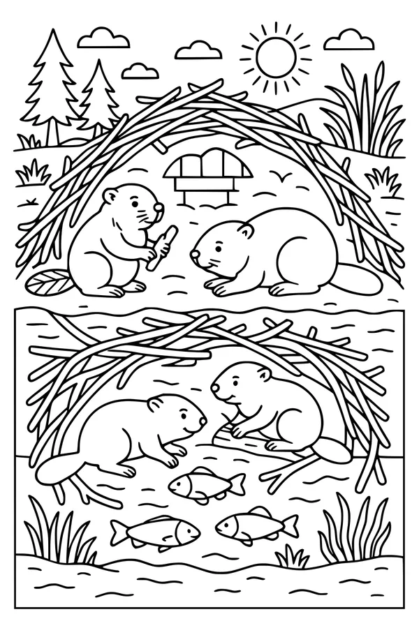 Busy Beavers in Their Cozy Lodge
