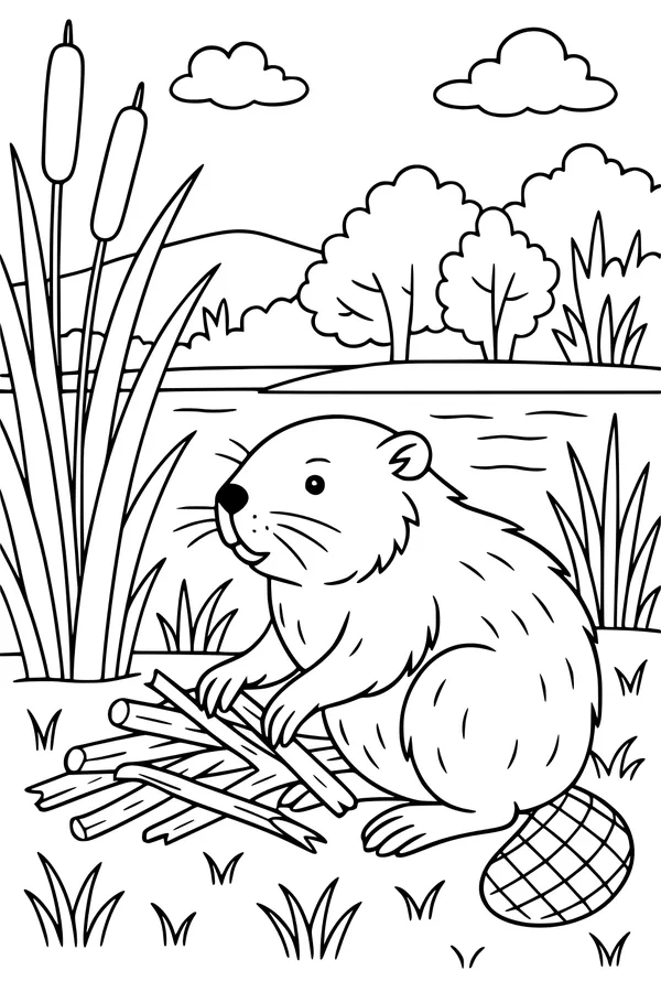 Busy Beaver’s Log Stack by the River