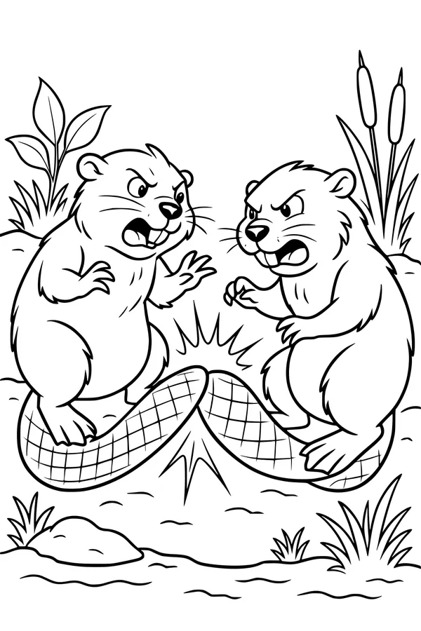 Riverbank Showdown: Beavers at the Pond