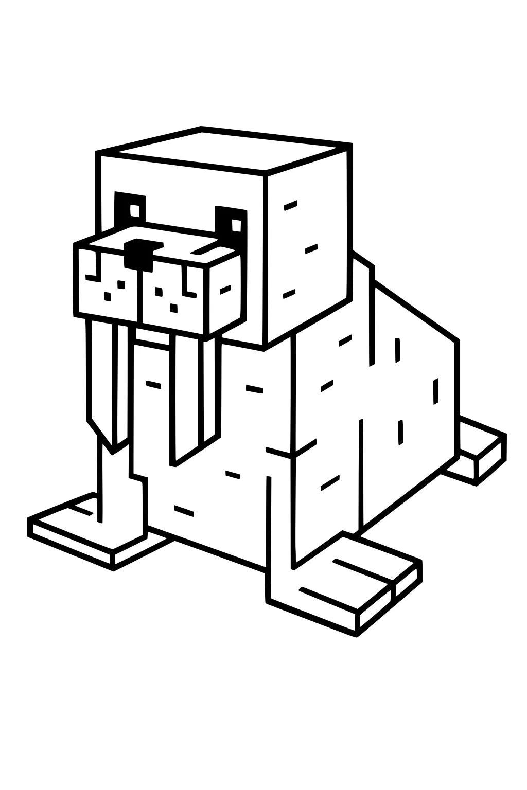 Blocky geometric walrus with big tusks and square flippers, sitting facing forward.