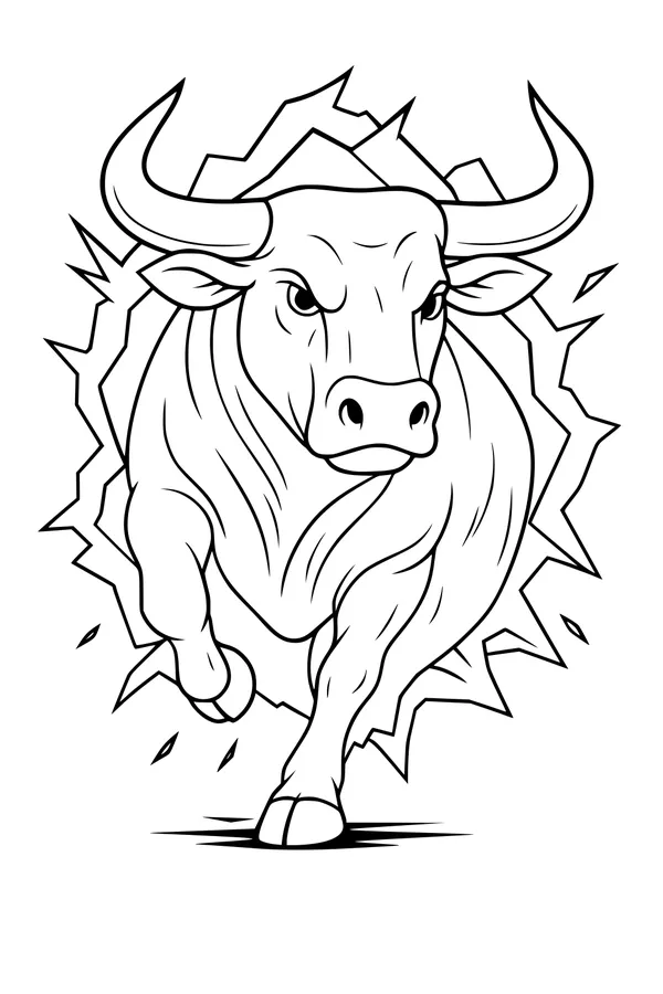 Bull Charging Through the Wall