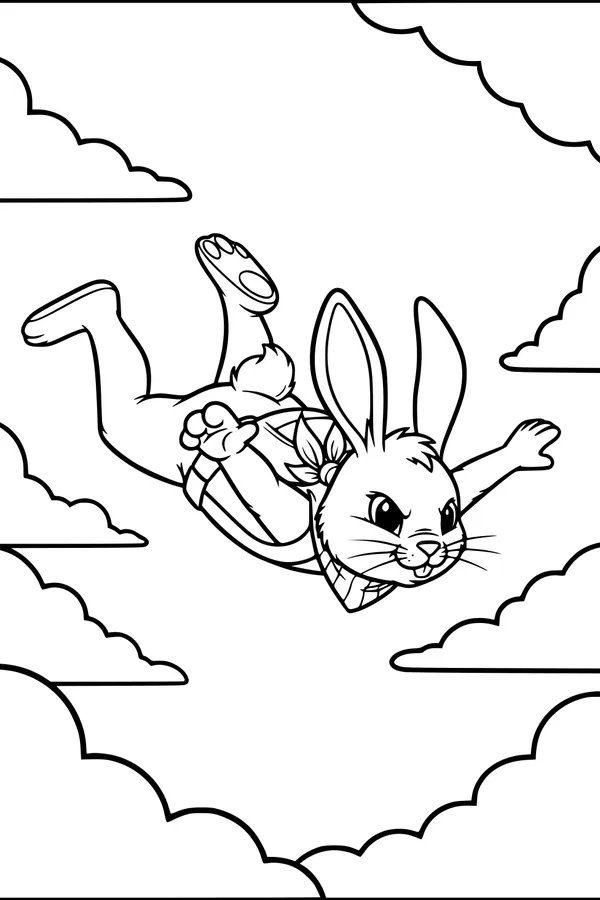 Brave Bunny Leaps Through the Clouds