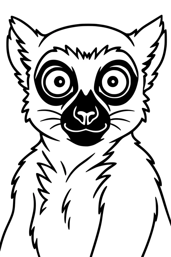 Wide-Eyed Lemur Stares with Surprise