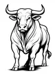 Brave Bull with Big Curly Horns