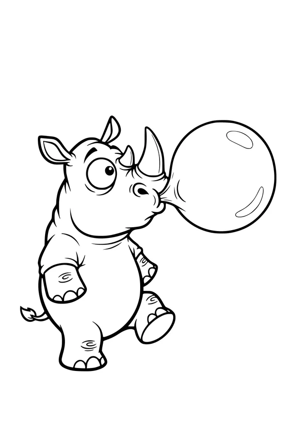 Roscoe the Rhino Blows a Bubble
