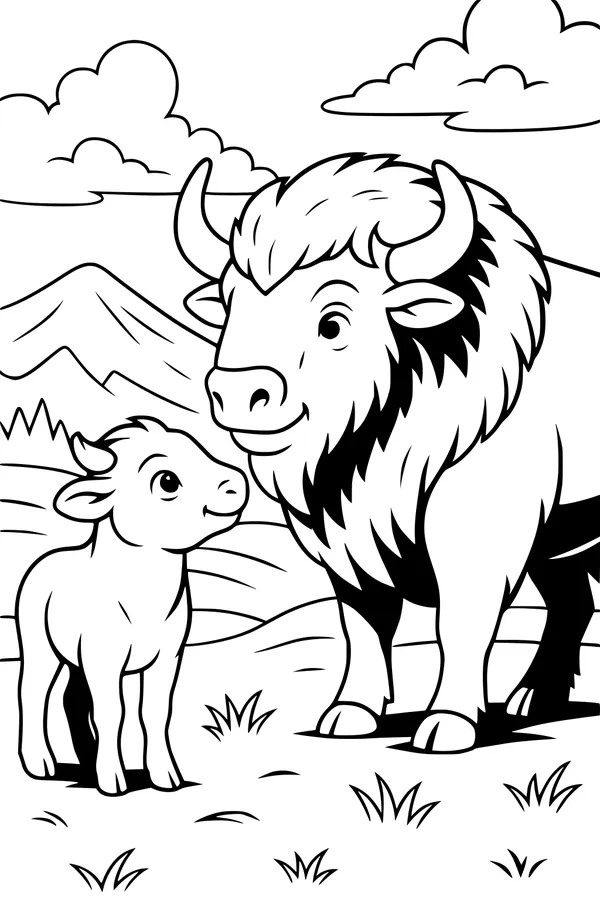Buffalo Family Greeting on the Plains