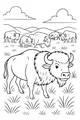 Buffalo Herd in the Sunny Prairie