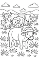 Buffalo Family in the Grassy Meadow