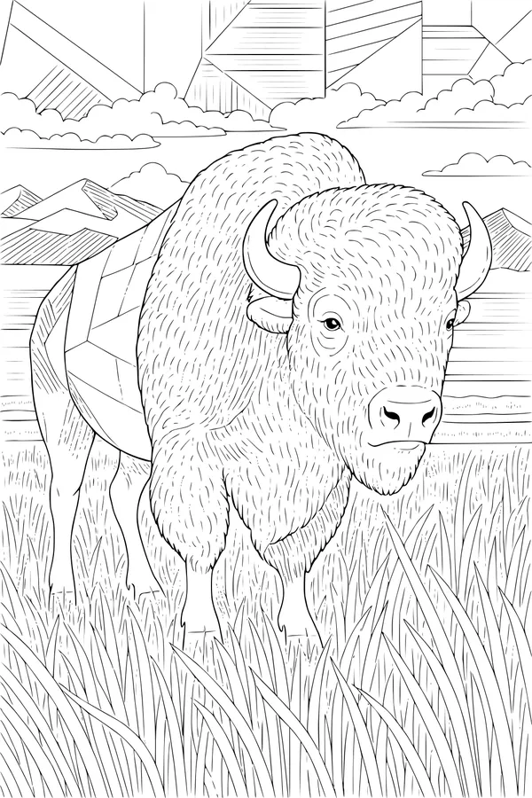 Mighty Buffalo in the Tall Prairie Grass