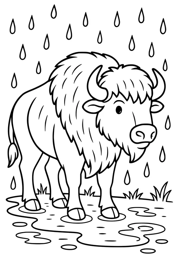 Buffalo Enjoys a Rainy Day Stroll