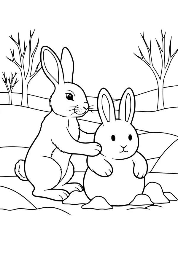 Bunny Builds a Snowy Friend