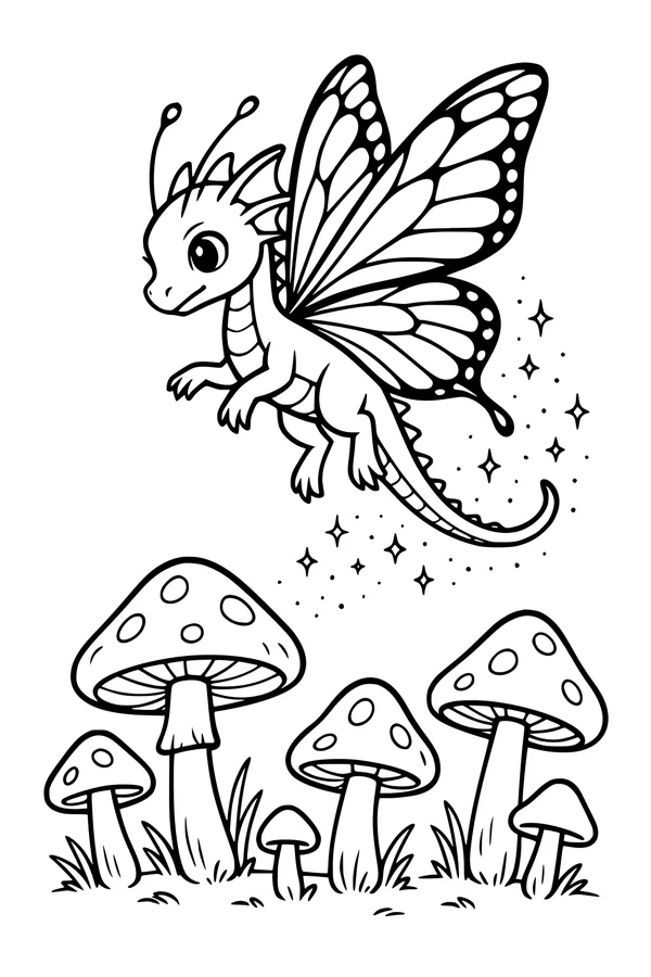 Sparklewing Dragon Over Mushroom Meadow
