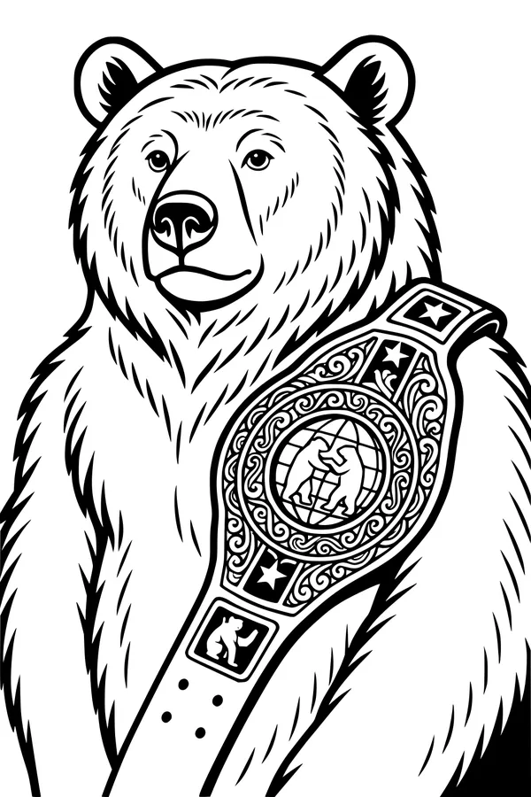 Champion Bear with a Shiny Belt
