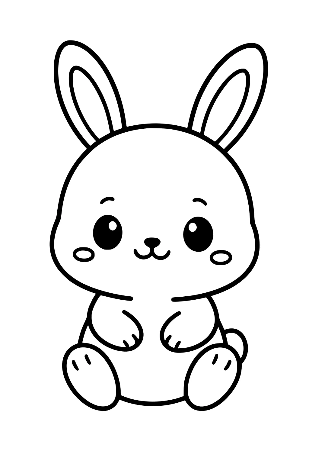 Cartoon rabbit sitting upright with big ears and round cheeks.