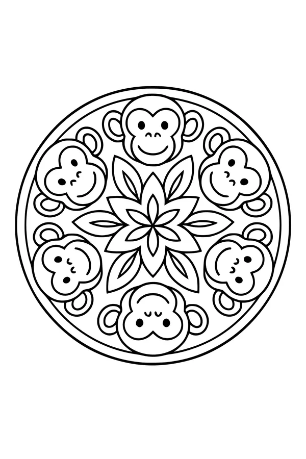 Monkey Smiles in a Jungle Circle