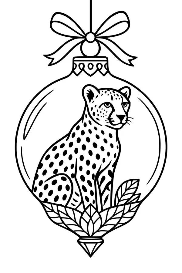 Spotted Cheetah Inside a Holiday Bauble