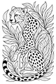 Resting Cheetah Among Tall Jungle Leaves