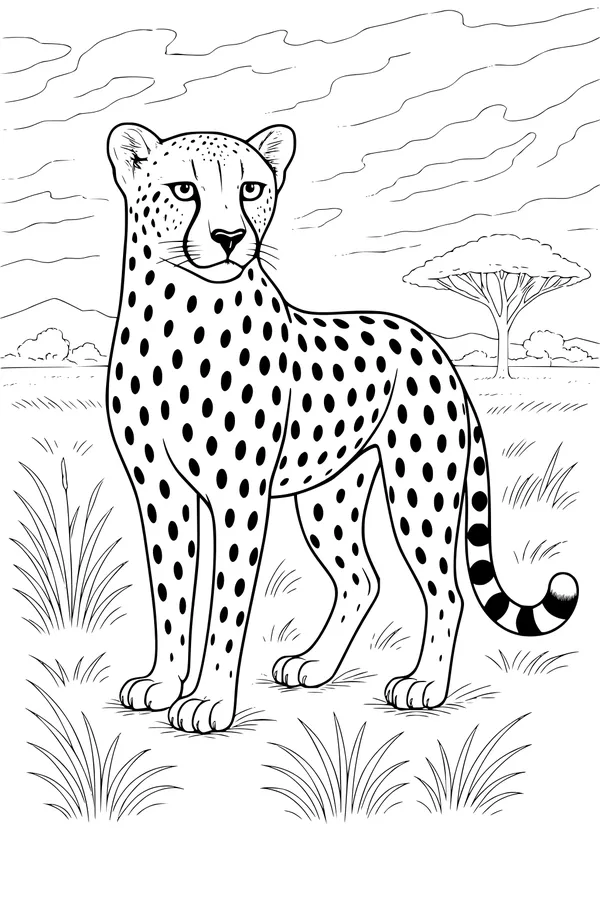 Spotty Cheetah in the Tall Savannah Grass