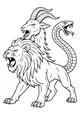 Free Chimera Coloring Page - Roaring Lion, Goat, and Snake Tail (Printable PDF)