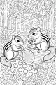 Forest Picnic with Two Busy Chipmunks