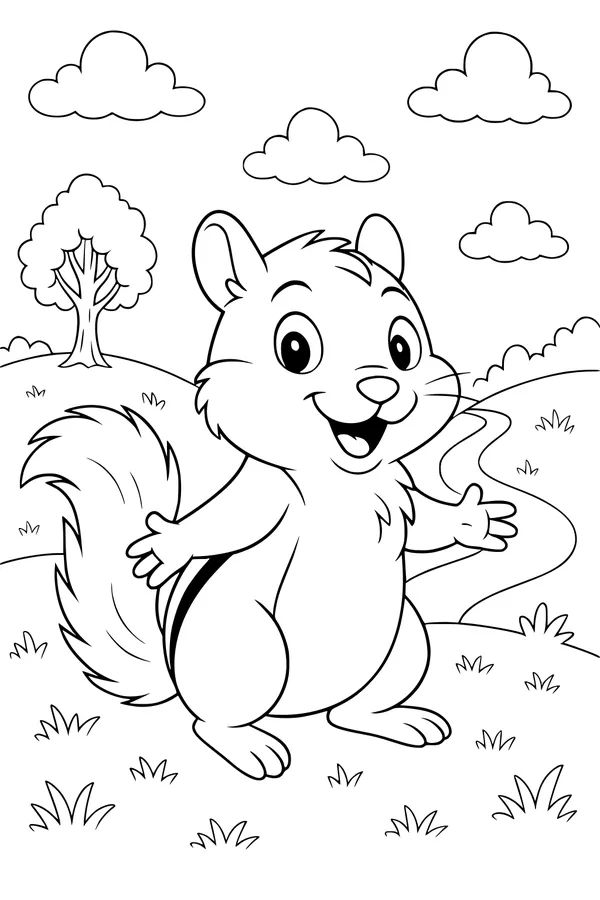 Sunny Morning With a Happy Chipmunk