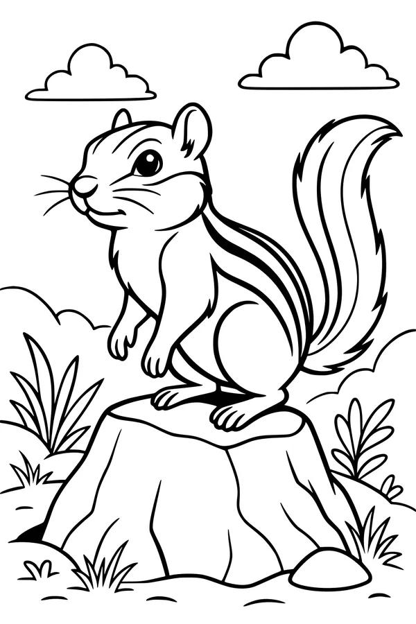 Chipmunk on His Big Rock Throne