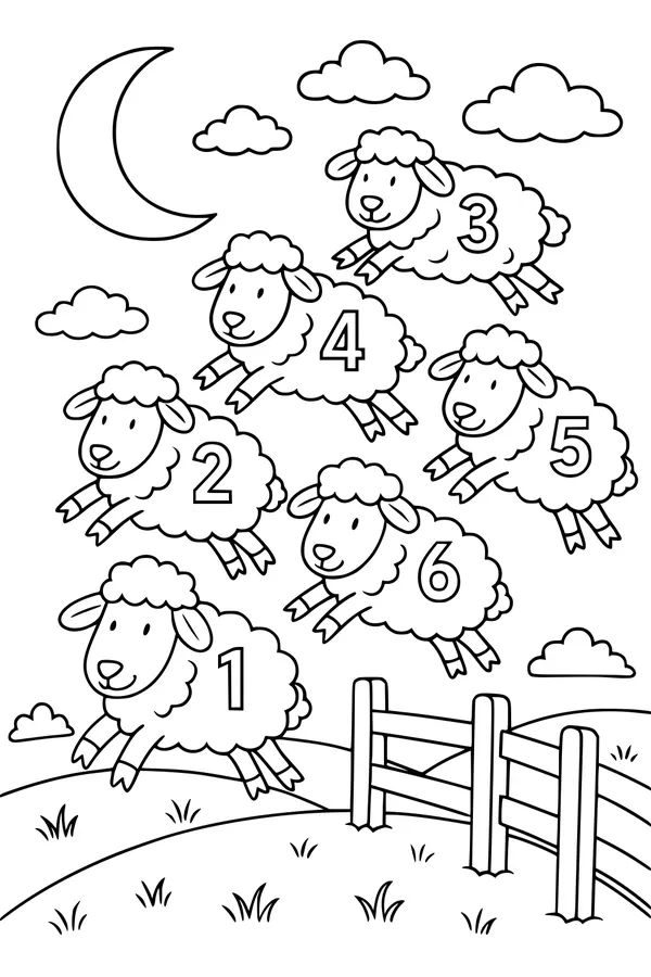 Six Sleepy Sheep in Moonlight Parade