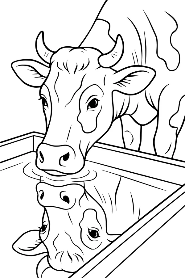 Thirsty Cow at the Water Trough